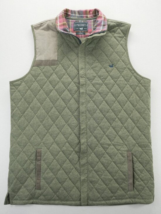 Southern Marsh Other - Southern Marsh Vest Mens L Olive Green Quilted Outdoor Pockets Casual Preppy